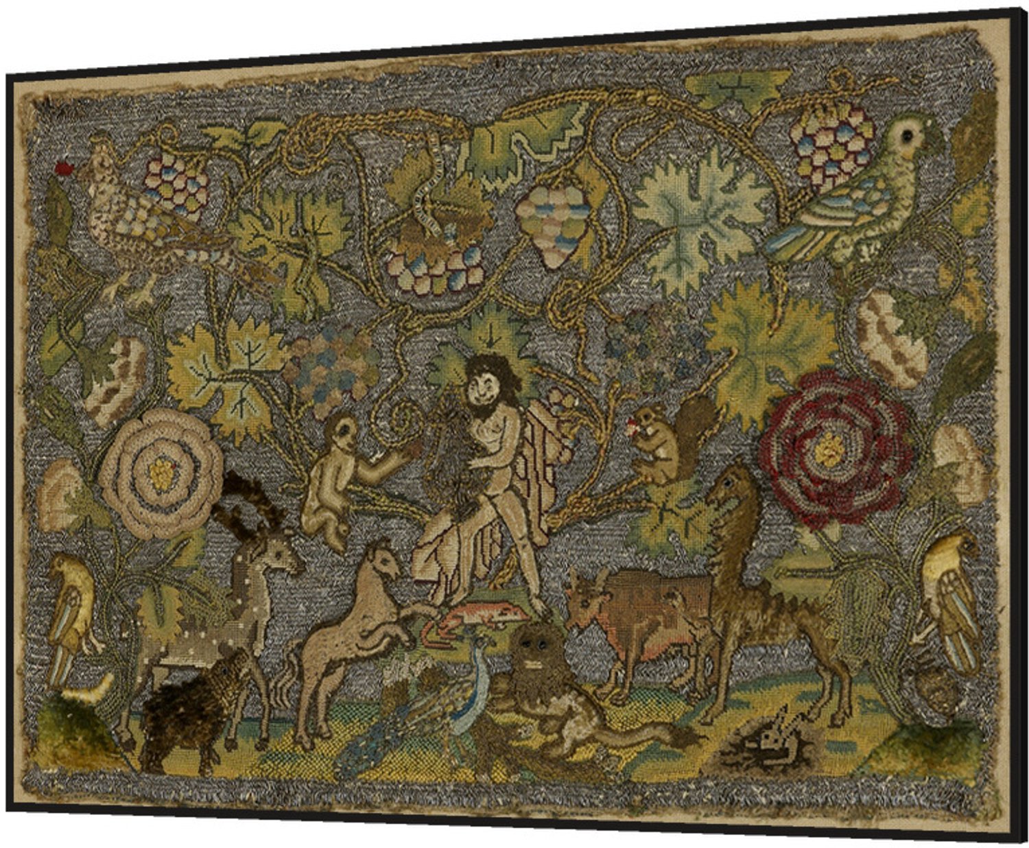 Printen.eu Ingelijste poster - Needlework Picture Depicting Orpheus Charming the Animals - 70 x 50 cm Multicolor