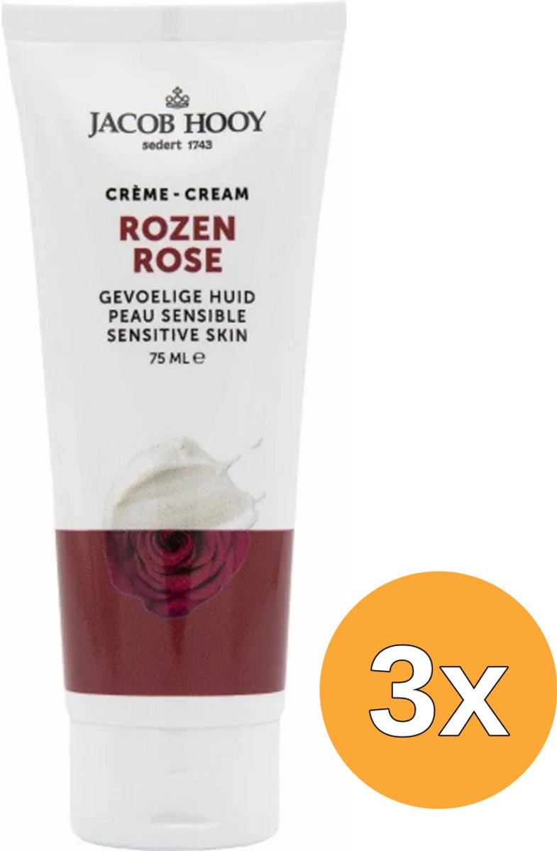 3x Jacob Hooy Rozencreme (75 ml)