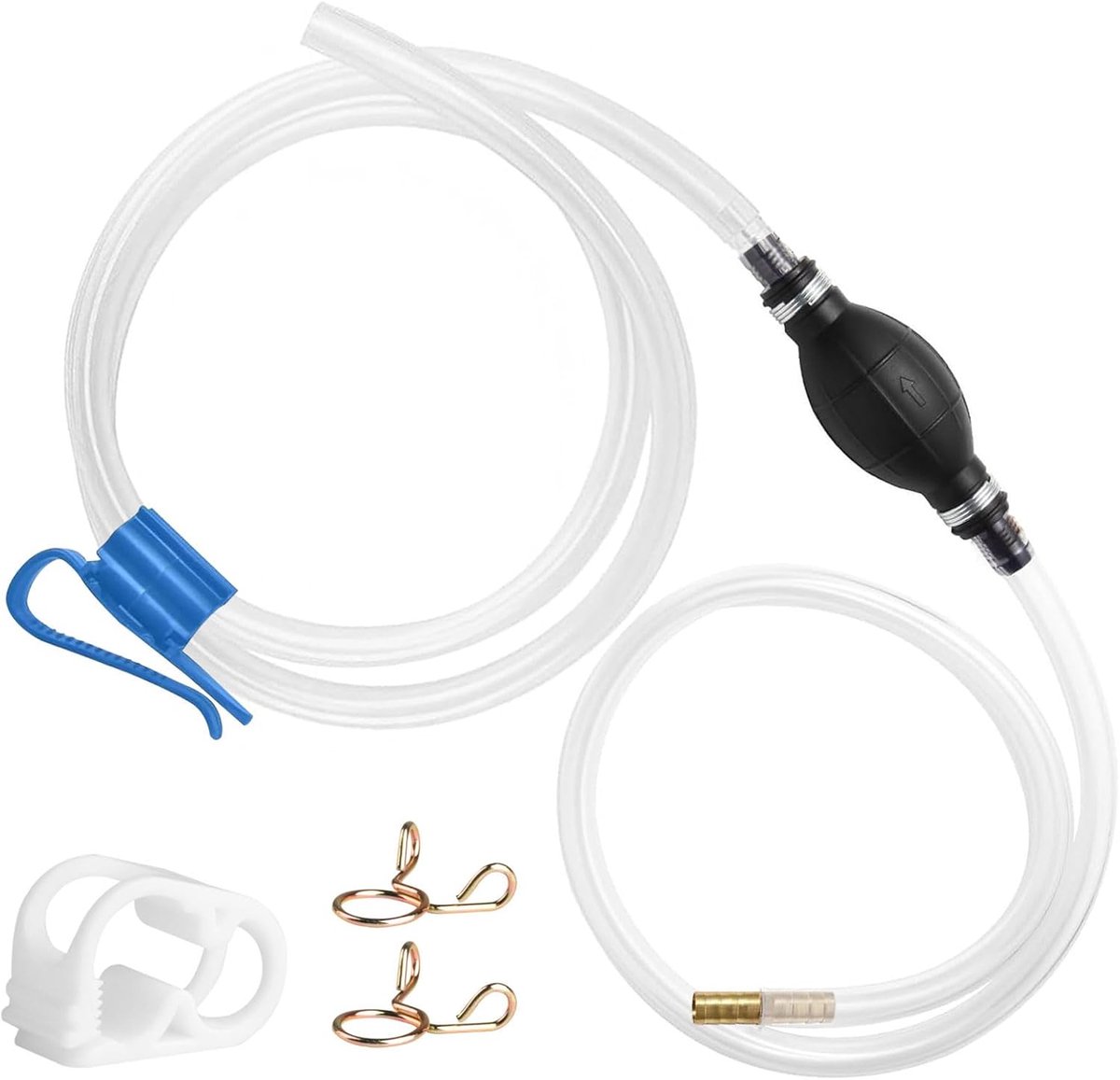 Hand Pump 2m Siphon Pump For Gasoline Diesel Oil Water With Metal Clamps - ShopVlot