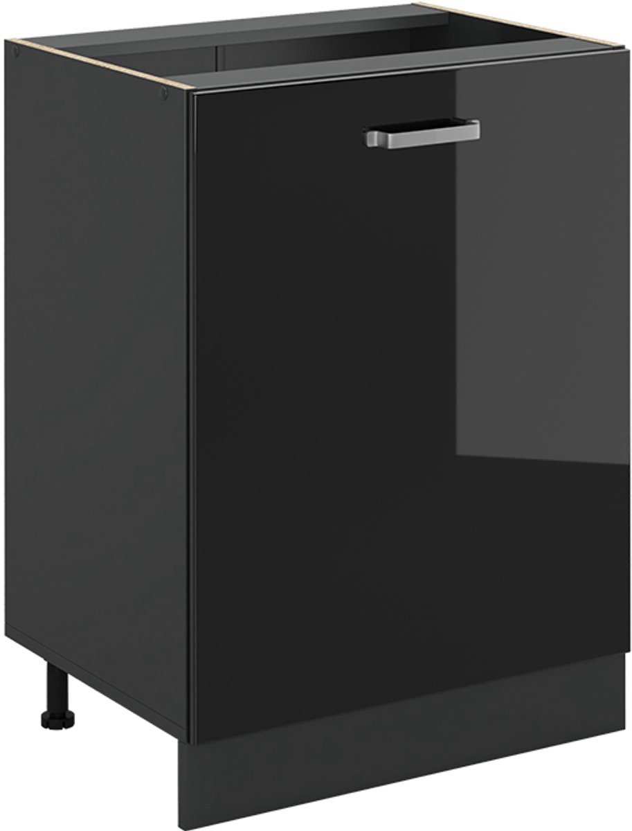 Vicco Keukenonderkast R-Line, Zwart hoogglans/Antraciet, 60 cm met 1 deur zonder werkblad