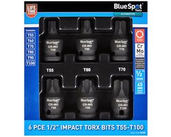 Blue Spot Tools 6 PCE 1/2" Impact Torx Bits (T55-T100) - ShopVlot
