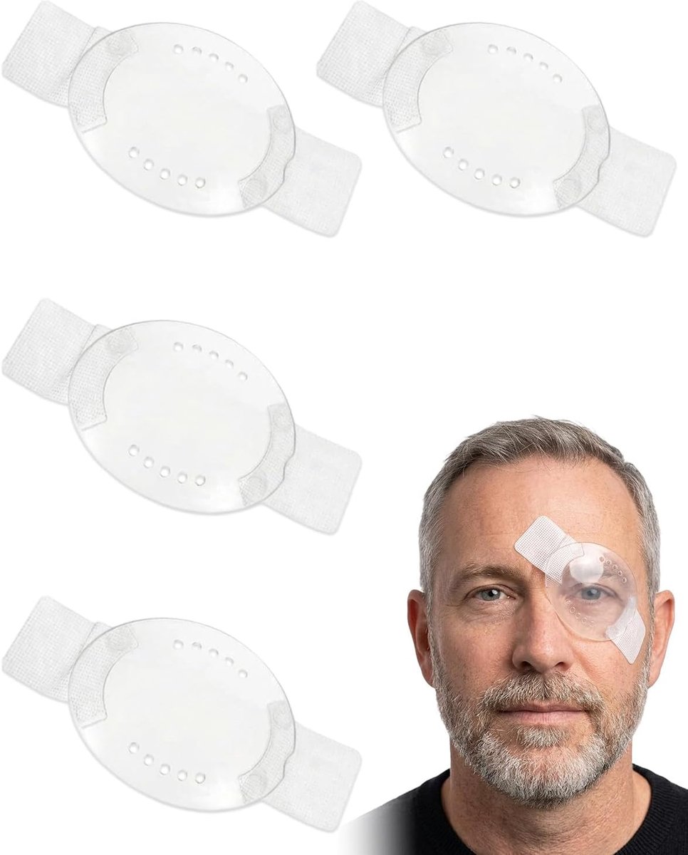 4 stuks transparante plastic zelfklevende oogbeschermers, ademende oogbescherming voor cataract-chirurgische herstel - ShopVlot