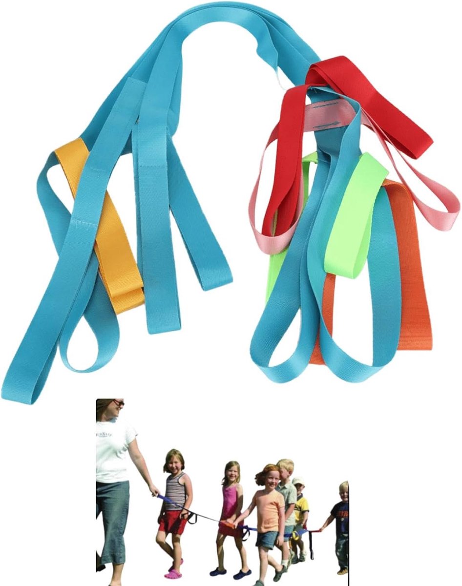 Wandeltouw voor peuters - kleurrijke handgrepen - veiligheid voor maximaal 12 kinderen - ideaal voor kleuterschool - ShopVlot