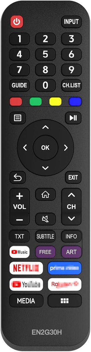 Tobfit Afstandsbediening voor Hisense EN2G30H, vervangende afstandsbediening voor Hisense VIDAA Smart TV 4K UHD TV - ShopVlot