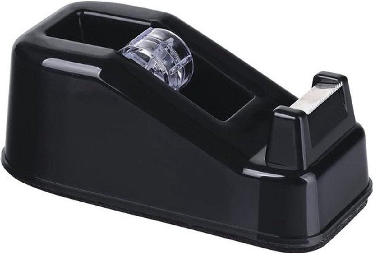 Plakbandafroller - Stabiele tafeldispenser - zwart - Antisliponderlegger - 1 stuk plakbandhouder