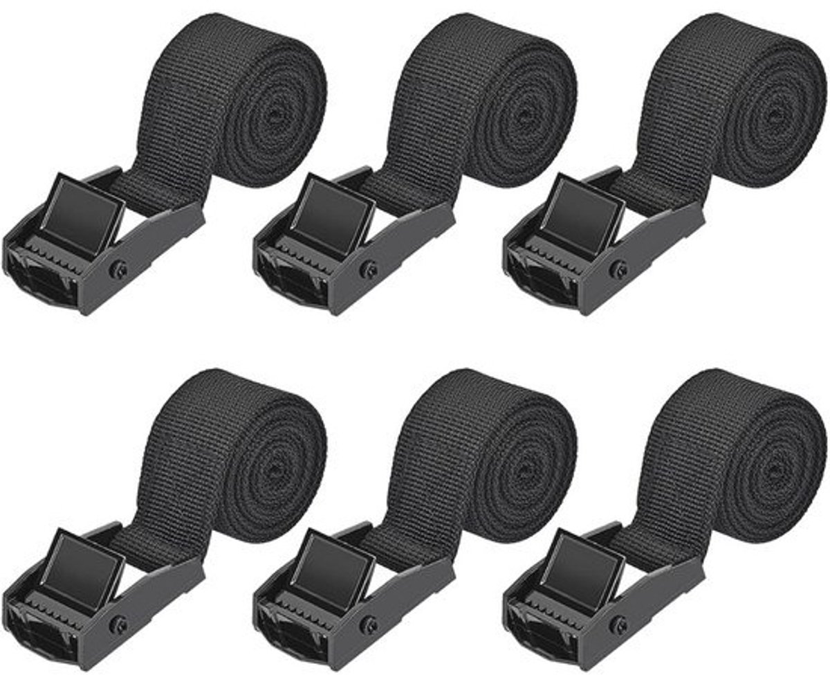 Spanbanden set van 6 | 1m x 2,5cm verstelbare ratelspanriemen voor auto, fiets en bagage
