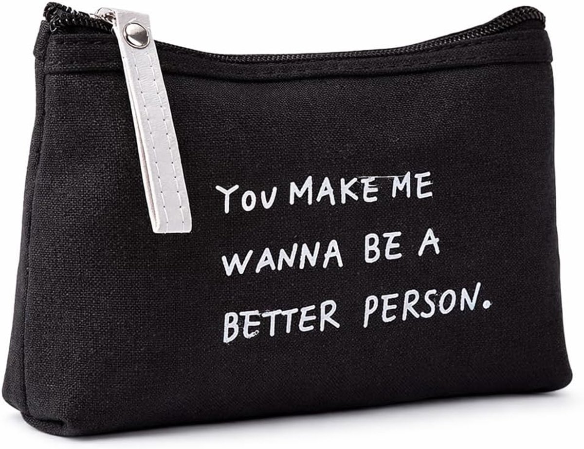 1 x zwarte canvas tas van polyester, modern, elegant en multifunctioneel, voor make-up, mobiele telefoon, contant - ShopVlot