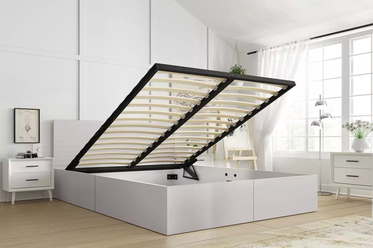 BMS PAX 160x200 Bedroom Bed with Storage, Cashmere