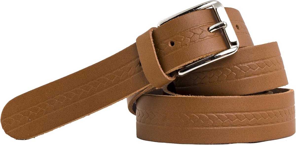 Shenky - belt - leather - with pattern - screwed up buckle - 3 cm - ShopVlot