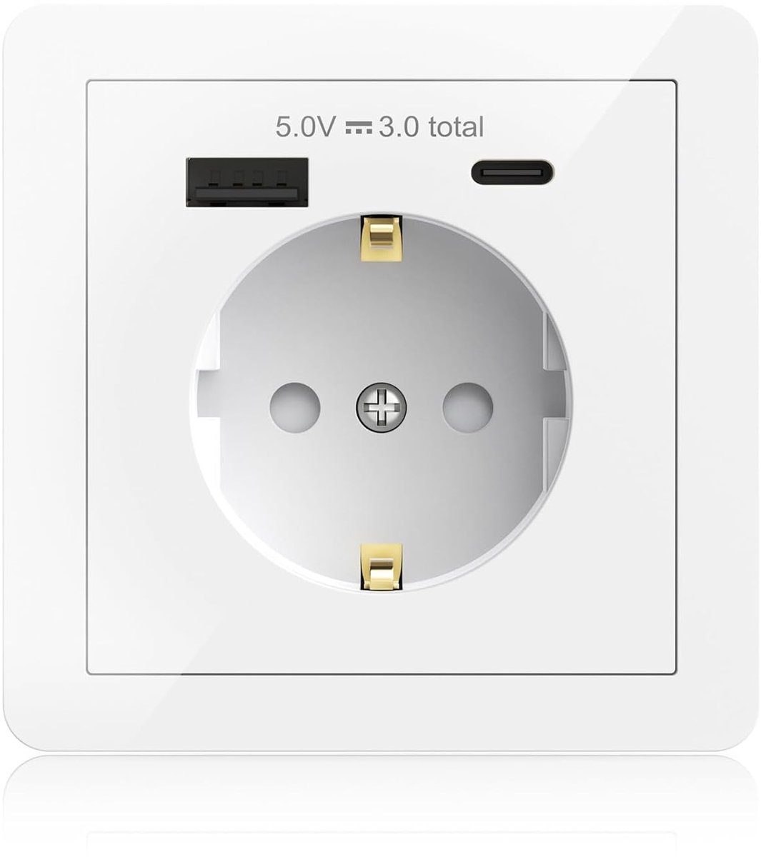 USB-stekkersysteem, geaard stopcontact met type C, 3,1 A, inbouwstopcontact, geschikt voor standaard - ShopVlot
