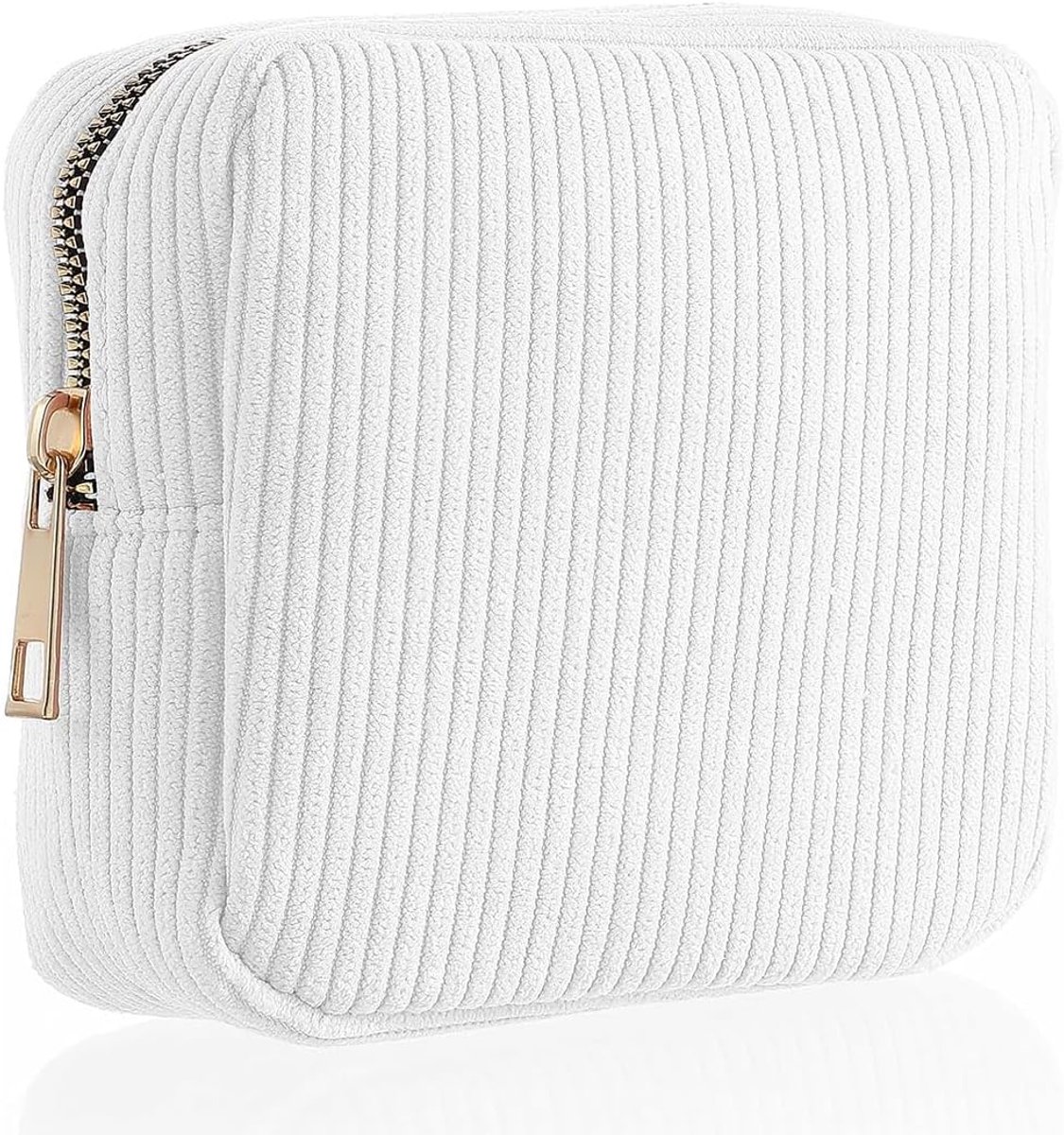 Travel Cosmetic Bag Cosmetic Bag Travel Bag Makeup Bag Flower Makeup Bag Corduroy Bag for Women Girls (White) - ShopVlot