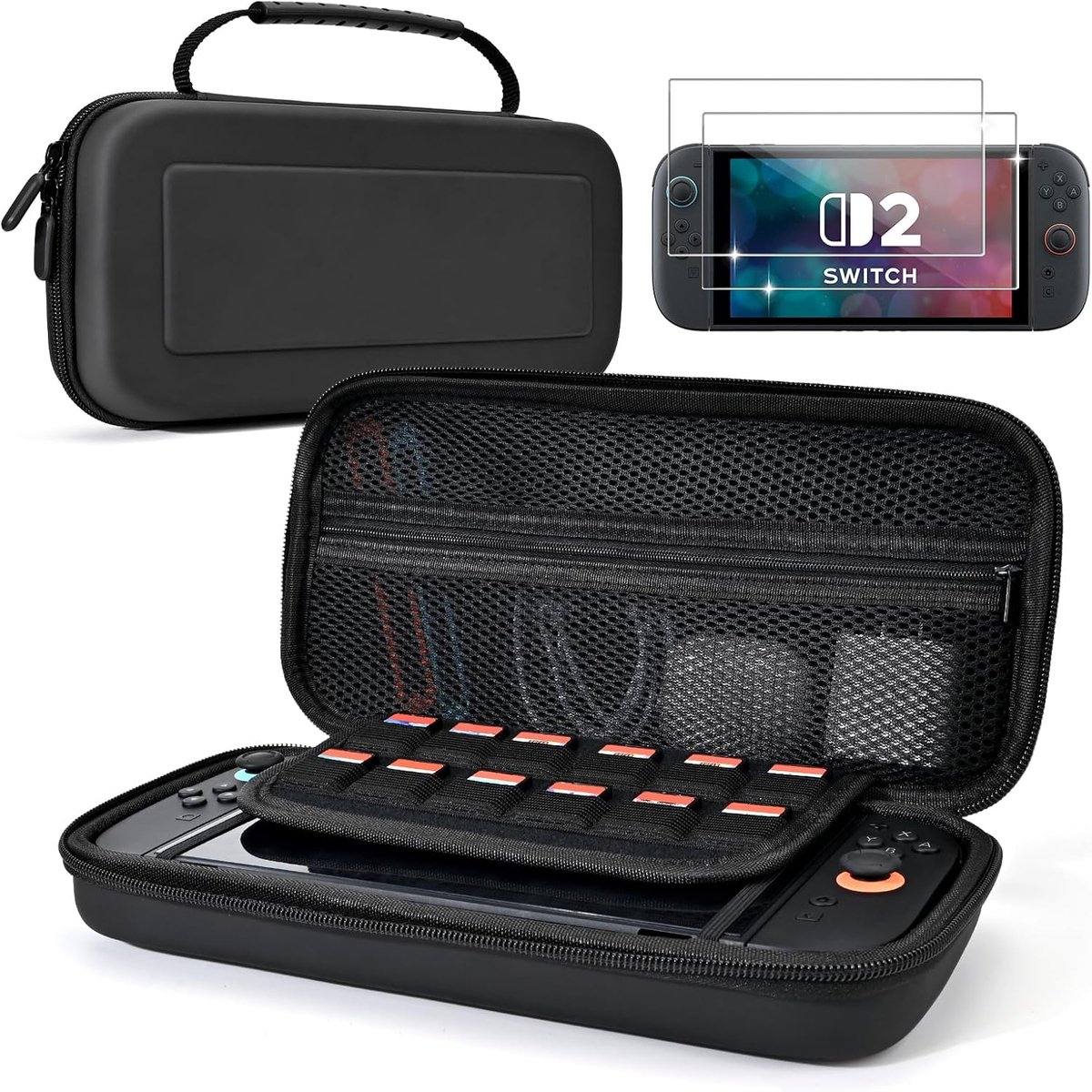 DLseego Carrying Case for Switch 2 2025 Version,Portable Hard Travel Storage Handheld Carrying Case with 2PCS HD Glass - ShopVlot