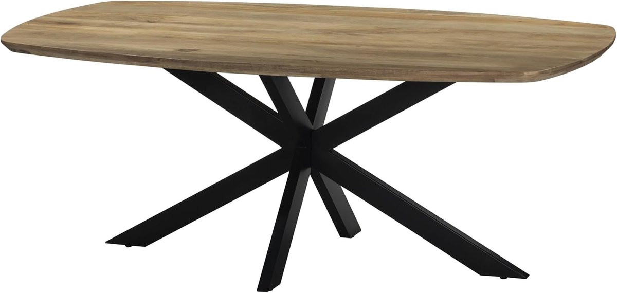 Eettafel deens ovaal mangohout 200cm Jordan lichtbruin ovale tafel duurzaam mango eetkamertafel