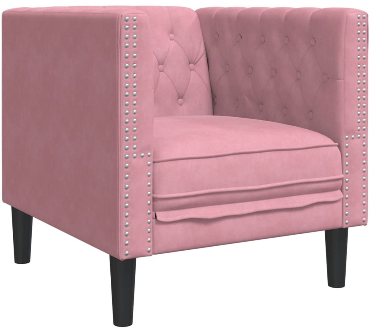 vidaXL Fauteuil - Chesterfield-stijl - fluweel - roze