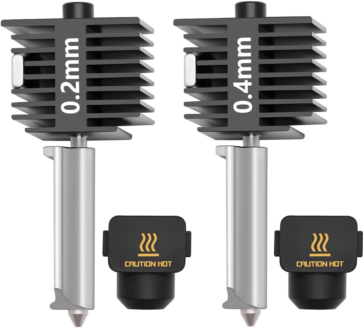2 stuks A1 Mini/A1/A2L Hotend, 0,2/0,4 mm geharde stalen geïntegreerde mondstuk Hotend volledig metalen snelwisselbare hot-end extrusieblokken vervangende onderdelen voor Bambu Lab A1/A1 mini/A2L