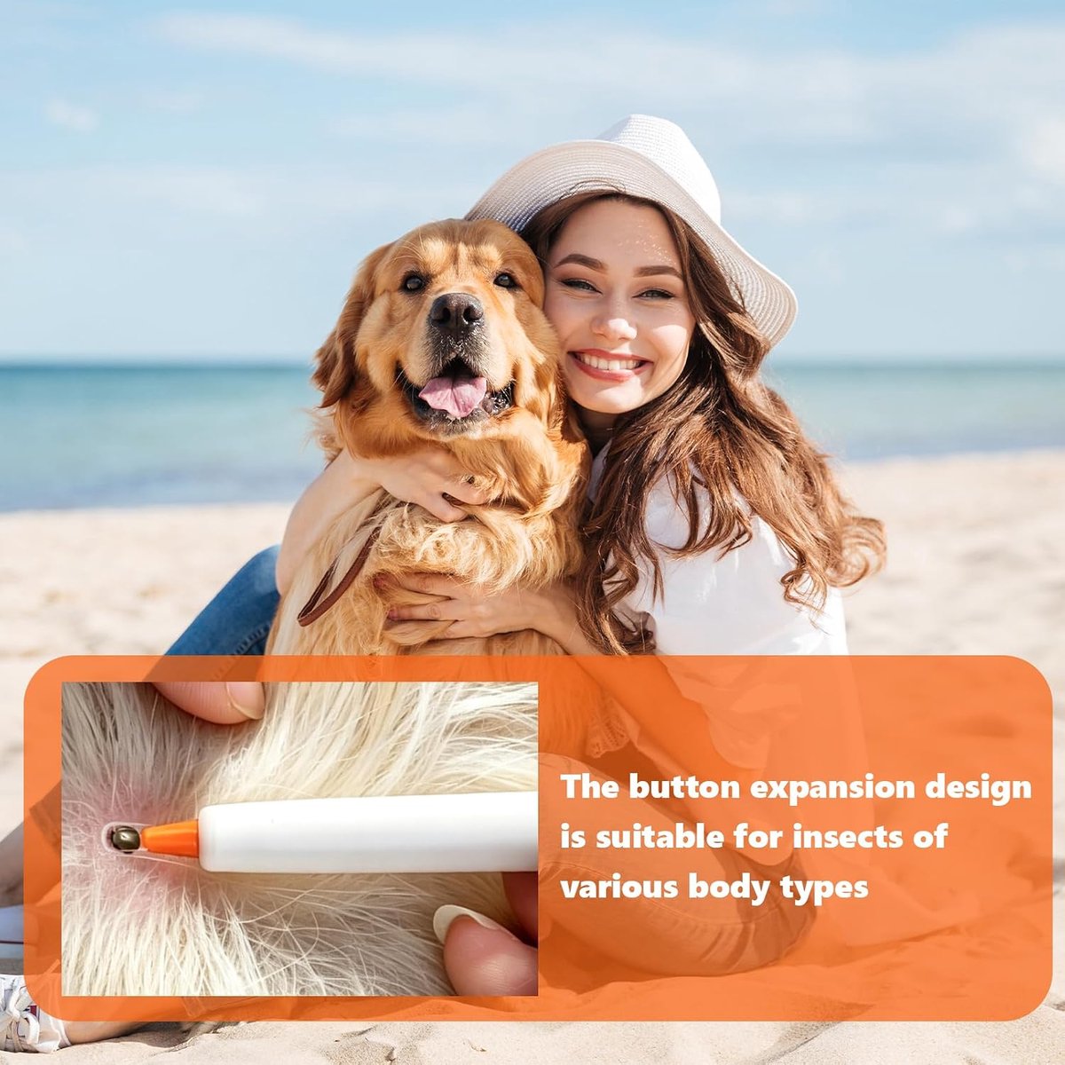 2 stuks tekenverwijderaar, betrouwbaar en veilig, tekenhaak, pincet voor teken voor huisdieren, honden, katten, paarden en mensen, oranje en wit