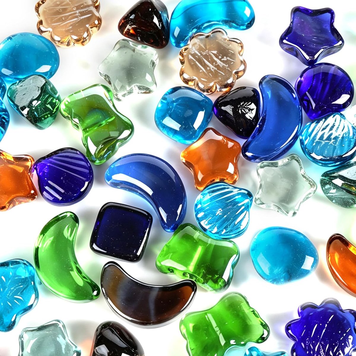 800 g kleurrijke glazen stenen, groot, 25-45 mm, glazen kiezelstenen voor vazen, planten en aquaria, decoratieve kristallen stenen als bruiloftsdecoratie en woondecoratie
