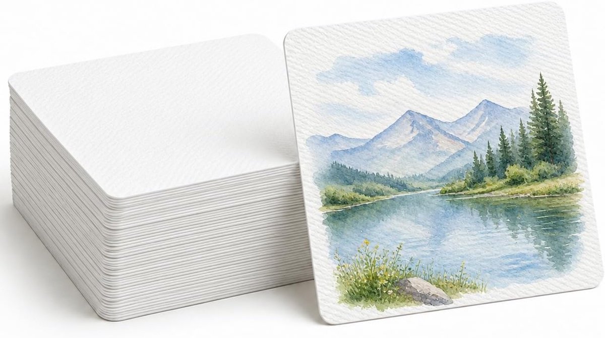 Aquarelpapier 10 x 10 cm, 300 g/m² blanco kaarten