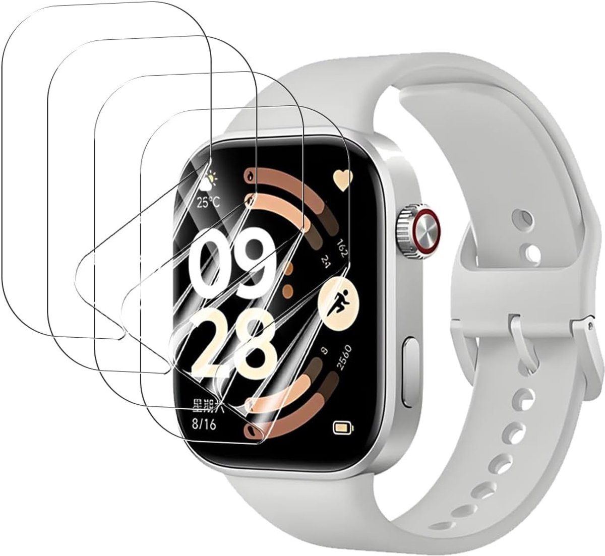 [4 stuks TPU beschermfolie voor Xiaomi Redmi Watch 6 pantserfolie, zacht/luchtbelvrij/HD, displaybeschermfolie voor Xiaomi Redmi Watch 6