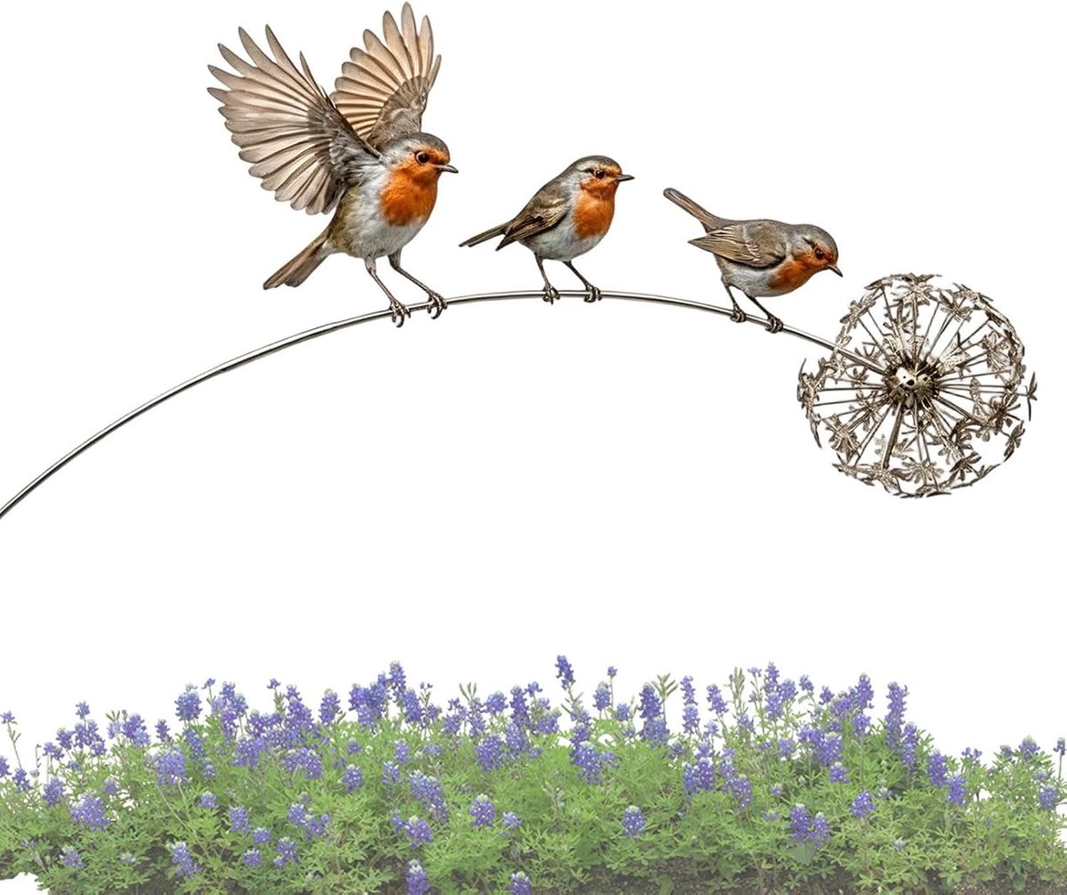 Decoratie Roodborstje Emotionele Metaal Kunst Beeldhouwwerk | Decoratieve Buitenplaats Staak Voor Tuin, Patio, Grasveld, Achtertuin, Boerenhoeve, Plantsoen, Housewarming, Buitenruimtes