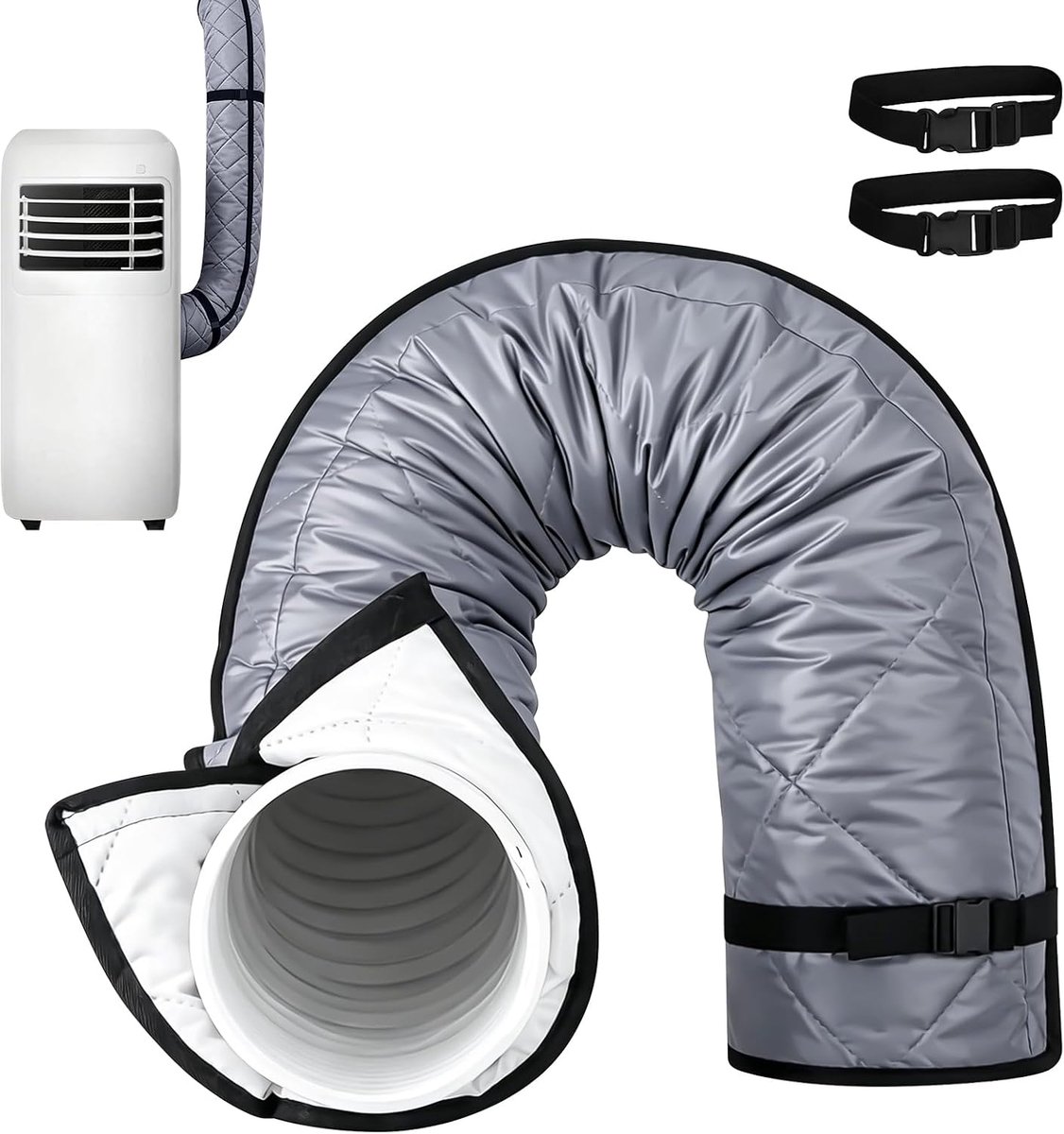 Slangafdekking voor draagbare airconditioning, 148 x 53 cm, isolerende airconditioning, afvoerslang, isolatie, beschermhoes voor een diameter van 12,7 cm en 15 cm