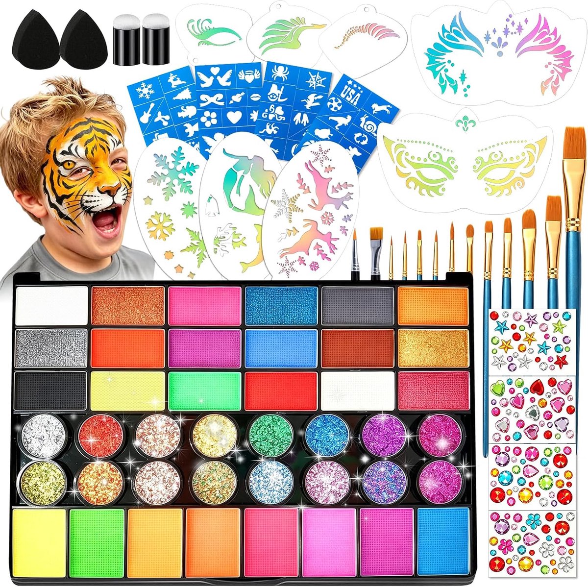 Kinderschminkset, Halloween, 42 kleuren, professionele kinderschmink