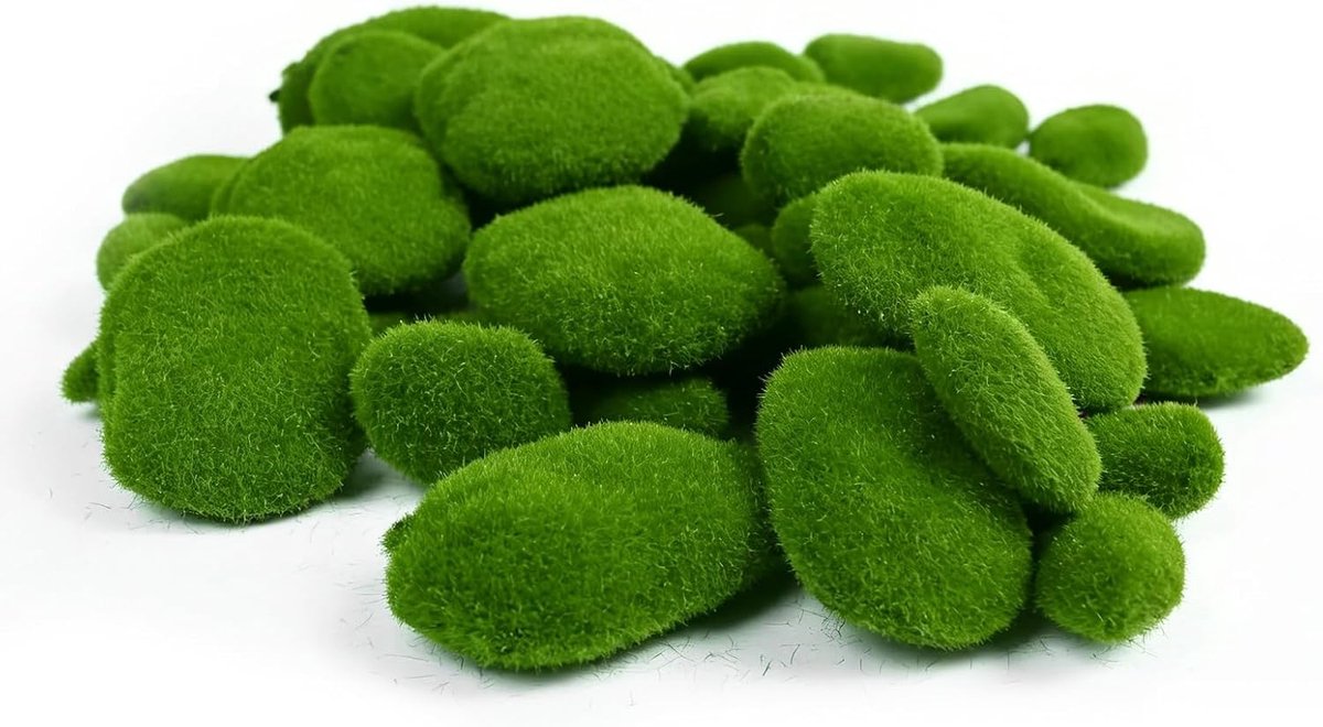 Kunstmosballen, 12 stuks groene mosballen, kunstmosstenen, doe-het-zelf tuindecoratie voor bloemstukken, planten en - ShopVlot