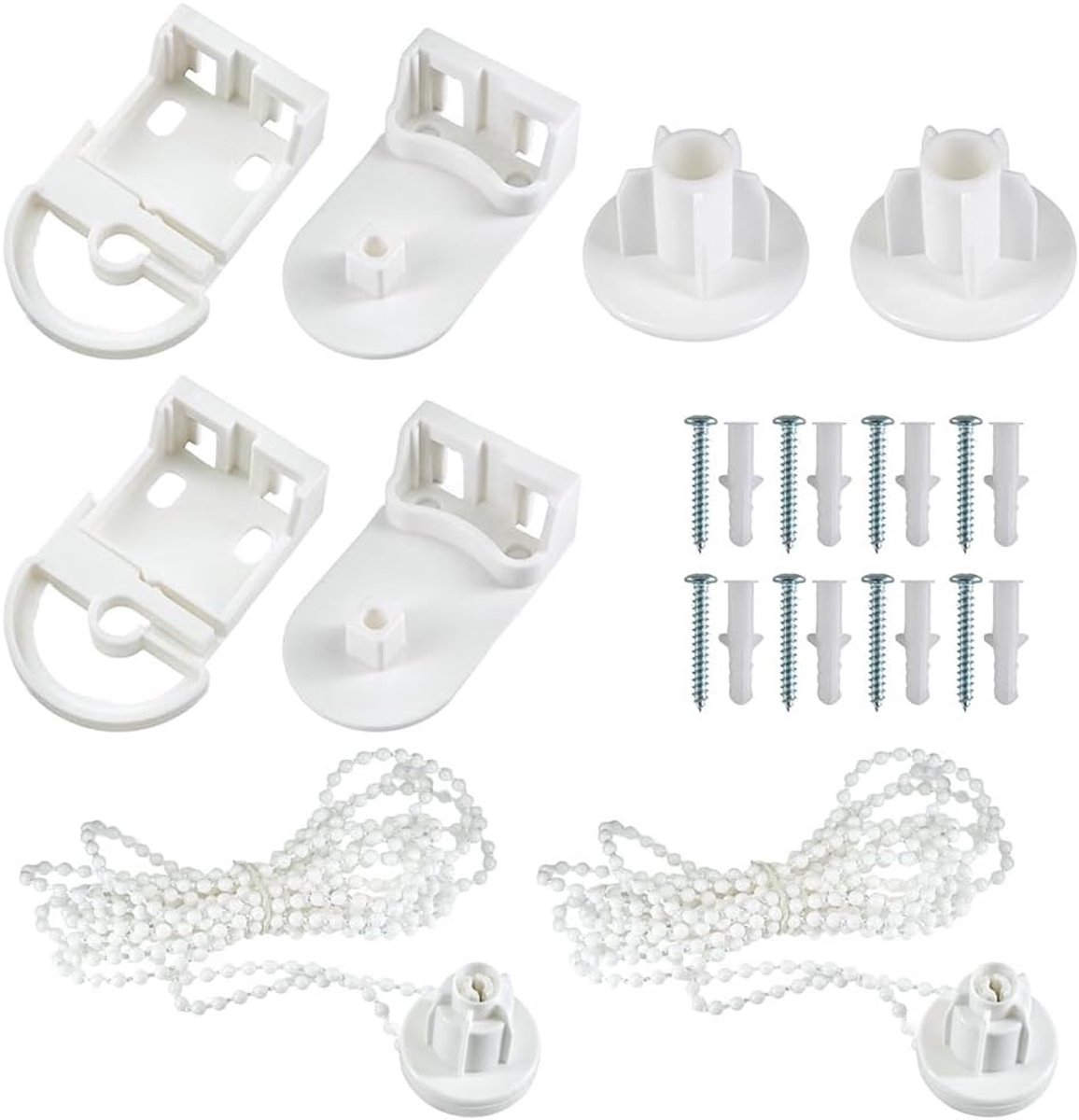 Selyse Set of 2 25 mm Roller Blind Fittings, Repair Kit with Clamp Support, Chain Holder and Screws for Windows - ShopVlot