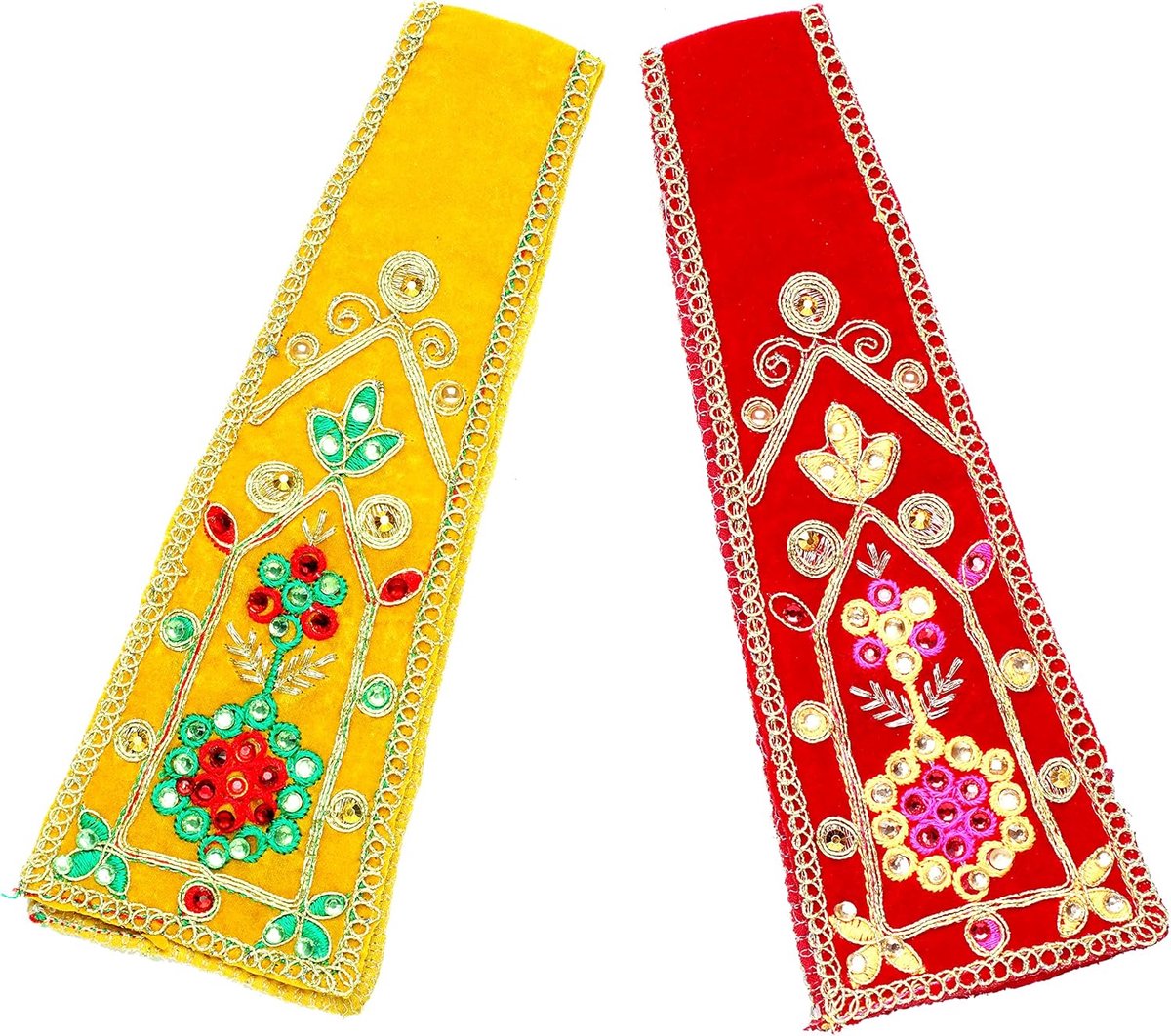 Set of 2 Decorative Puja Cloth Pooja Chunar Dupatta (Size :- 18 Inches x 3 Inches) Pooja Items Articles for Decoration - ShopVlot