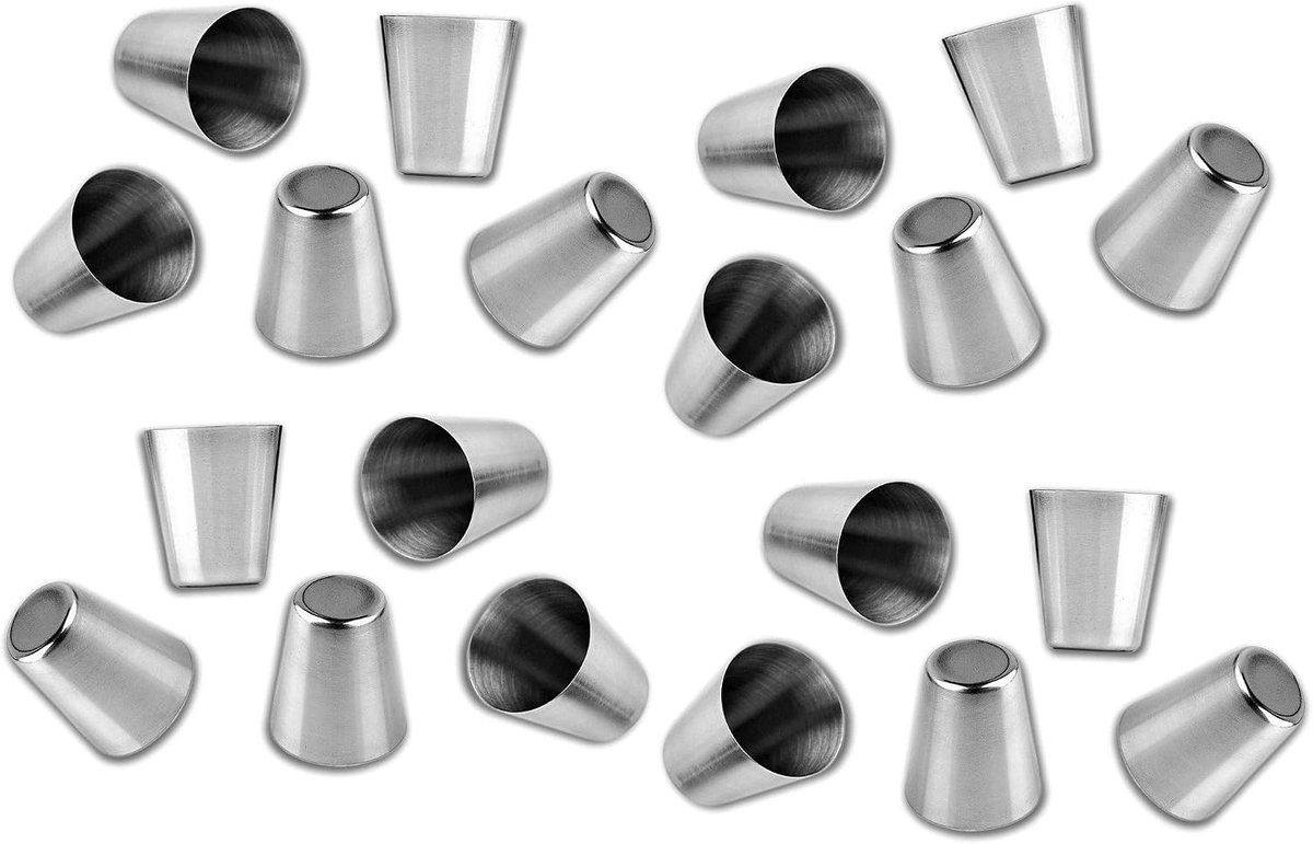 Set van 20 roestvrijstalen bekertjes 30 ml - duurzaam materiaal - perfect voor feesten - ShopVlot