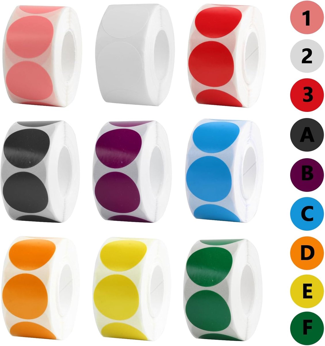 SnelShoppen - 4500 Stuks Kleurrijke Hechttips - 25 mm - Ronde Stickers - Creatief en Organisatie - Duurzaam Paper - Voor Kantoor en Hobby