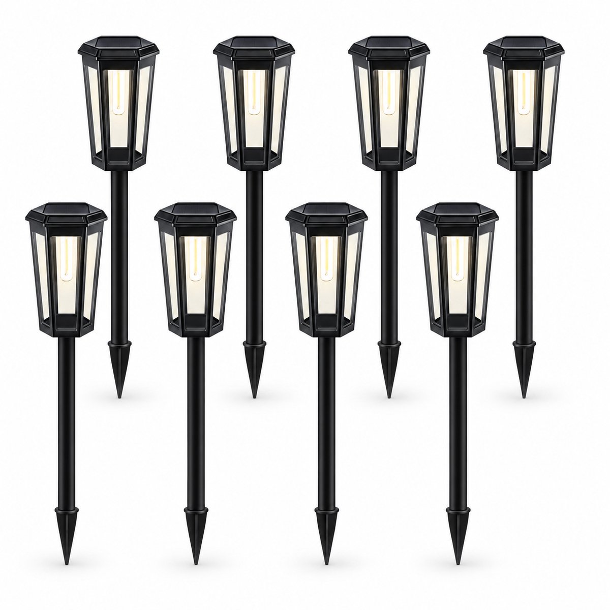 Suntac Solar Tuinverlichting - 8 Stuks - Tuinfakkels & Priklampen - Warm Wit - IP44