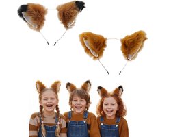 2pcs Fluffy Fox Ears Headband, Plush Faux Fur Animal Cosplay Costume Accessory for Halloween, Christmas Party, Fancy - ShopVlot