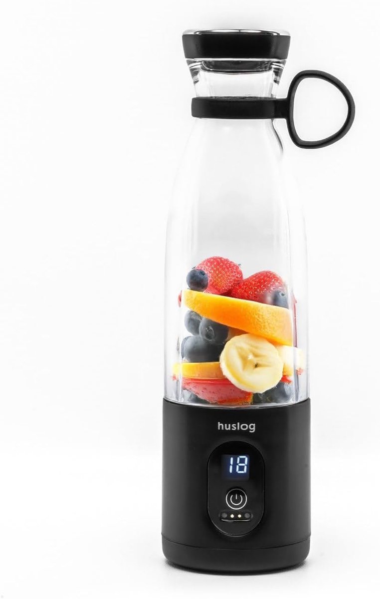 SnelShoppen - Draadloze To Go Blender 315 W - 580 ml - USB Oplaadbaar - Zwart - Ideaal voor Shakes, Smoothies, Eiwitshakes, Sport, Camping, Keuken