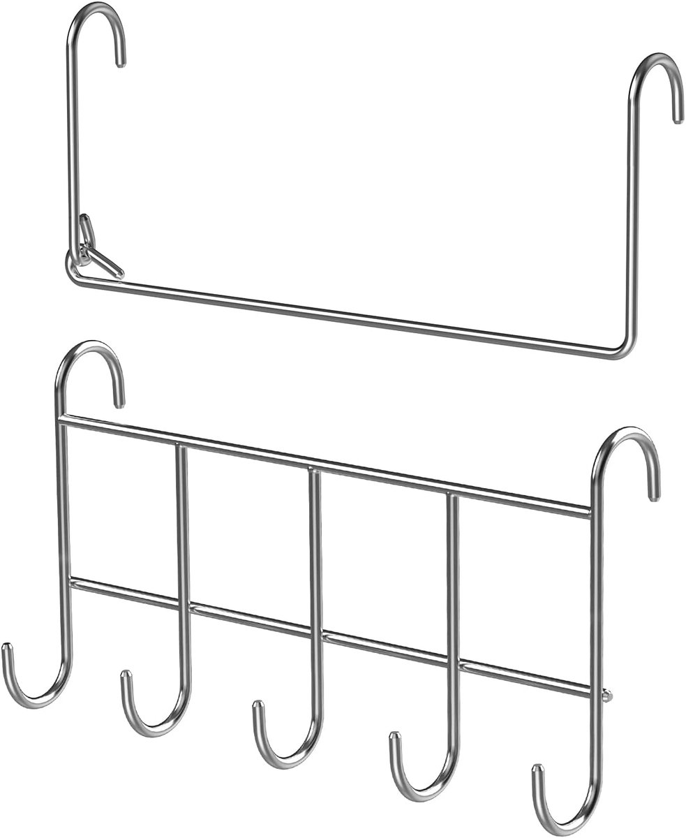 SnelShoppen - Grill Cutlery Holder en Keukenrolhouder Set, BBQ Tool Rack met 5 Haakjes voor Grillaccessoires, Handige Cookware Organizer voor Gas- en