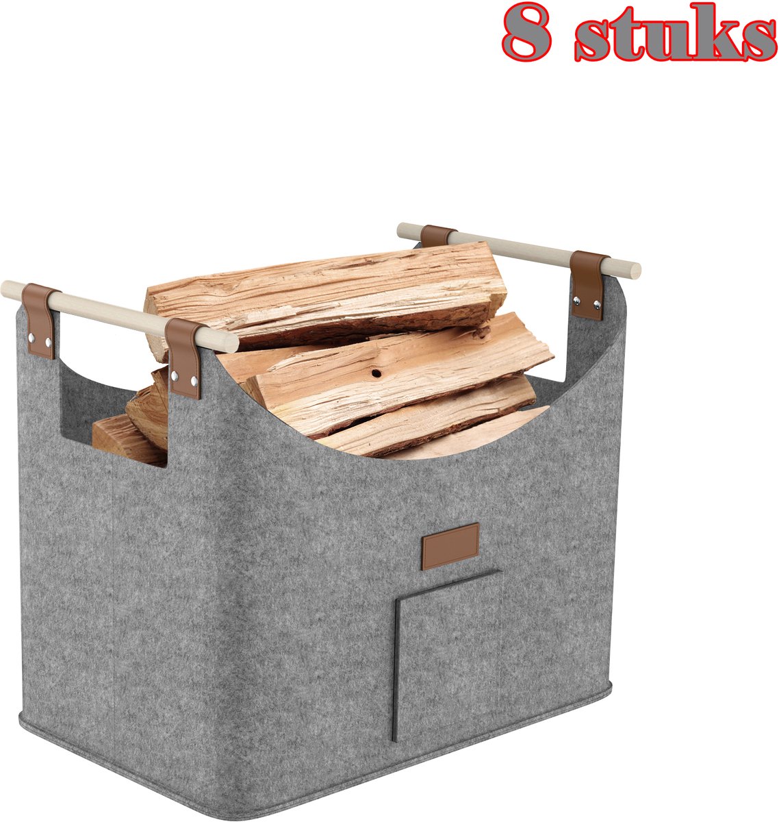 Houtmand 8 Stuks - Opvouwbaar - Vilt - 50 x 32 x 40 cm - Lichtgrijs