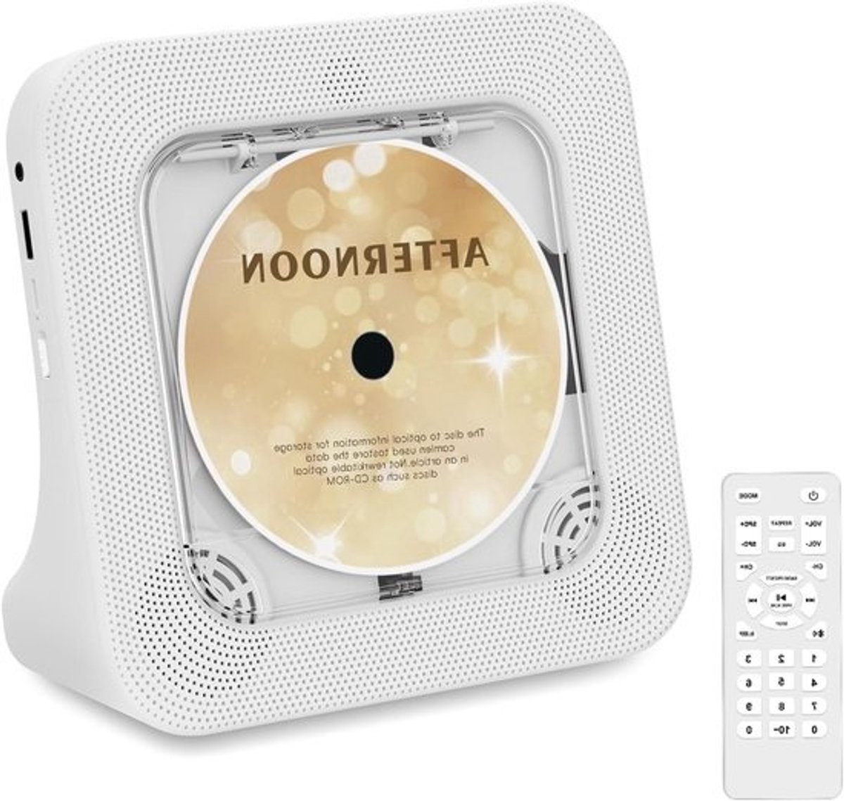 Draagbare cd-speler - Bluetooth-muziekspeler - Muziek luisteren - Ingebouwde luidspreker - 22 x 21 x 8 cm - Wit