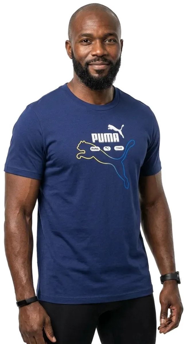 Puma Ess Logo Lab Summer T-shirt Met Korte Mouwen Man Blauw