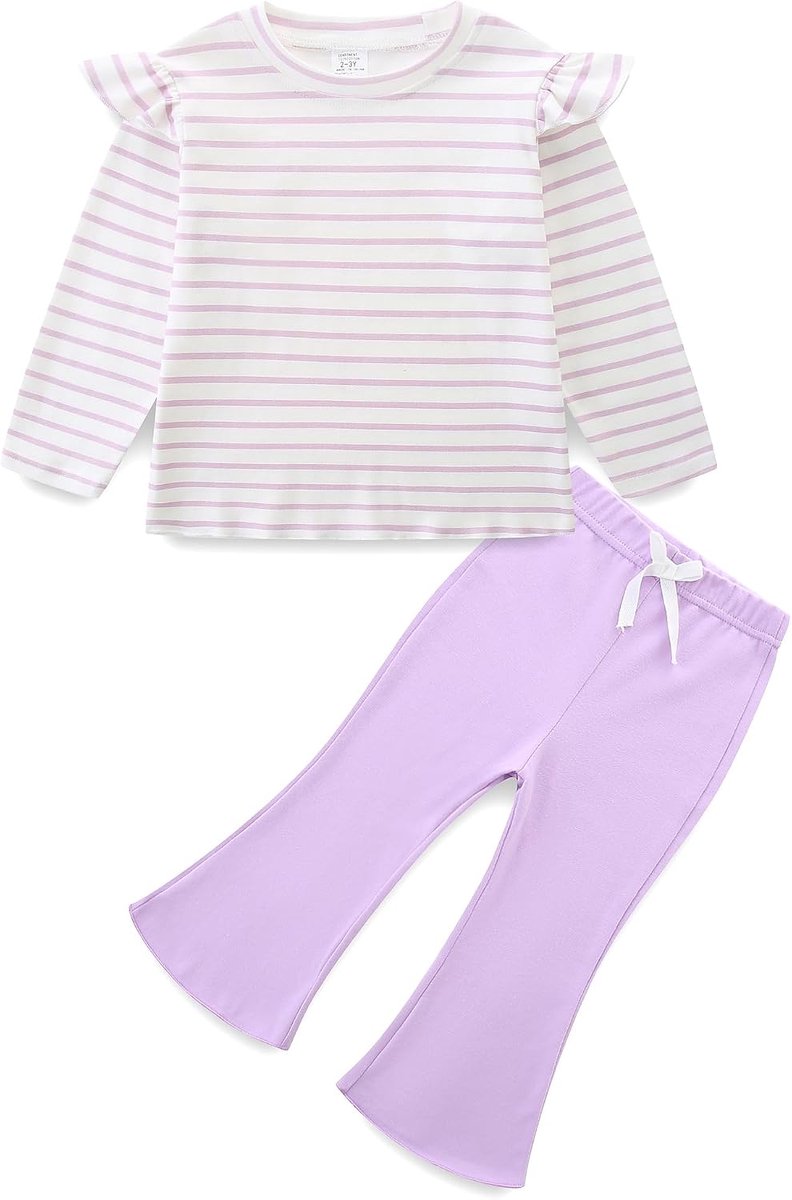 Babymeisjes, kleding voor kleine kinderen, outfits lange mouwen T-shirt + broek, tweedelige babykleding, outfit, set kinderen T-shirt met broek, set voor 6-12 maanden, 1
