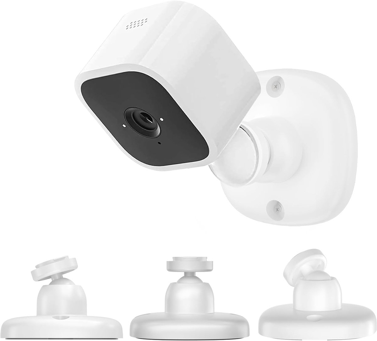 Wandhouder voor buitencamera's, 3 stuks, voor Blink Outdoor 4 en Mini binnencamera's, 360 graden verstelbare wandhouder, boorvrije wandhouder, robuuste en stabiele camerahouder - wit