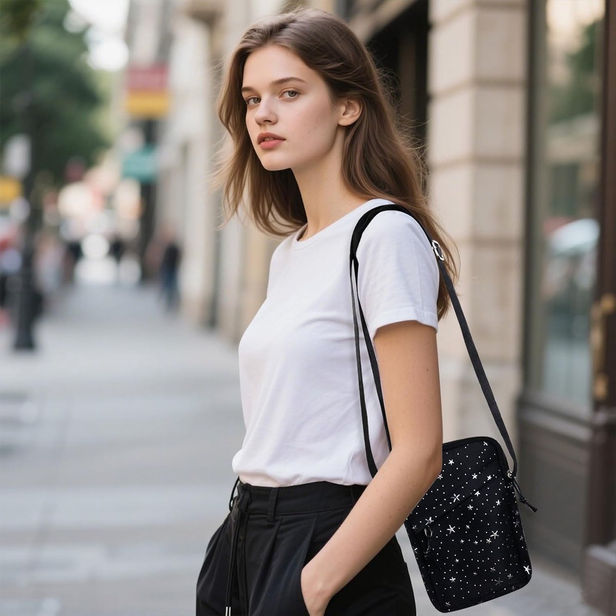Schoudertas, lichte canvas herentas, mobiele telefoontas, portemonnee met verstelbare nylon riem, modieuze mini-crossbody tas, telefoontas, kleine schoudertas voor dames en heren thumbnail 5