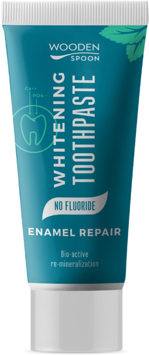 Wooden Spoon Organic Whitening & Remineralization Toothpaste- Double Mint-smaak -helpt tandplak-slechte adem-witter en gladder