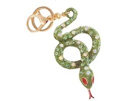 Dailygoods - ARFUKA Strass Sleutelhanger met Slangenontwerp - Auto, Tas en Portemonnee - Groen, Eén maat