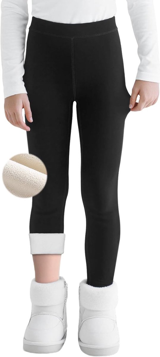 Leggings met fleecevoering Lange broek Kinderen Katoenen leggings Winterbroeken Hoge taille Eenkleurige thermobroek Winter Warme dikke thermoleggings voor 6-14 jaar