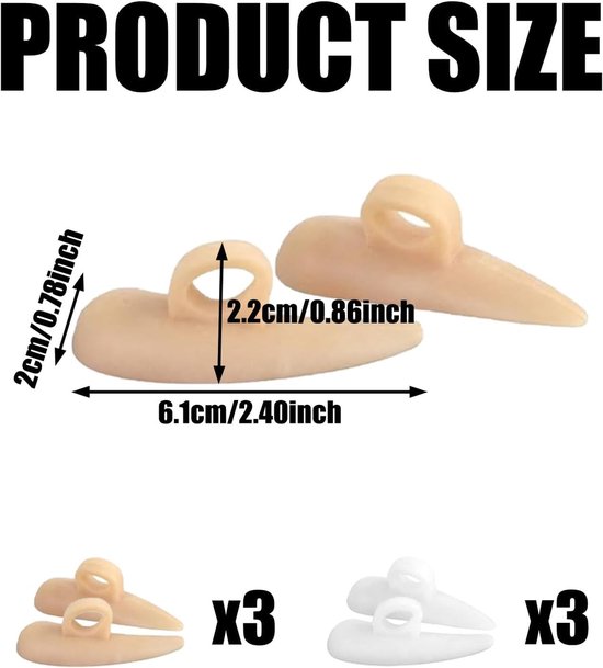 6 Paar Gel Kussens voor Hammer Toe Correctie, Zachte Ondersteuning, Voorkom Blaren en Wrijving, Geschikt voor Overlappende Tenen en Beide Voeten — afbeelding 5