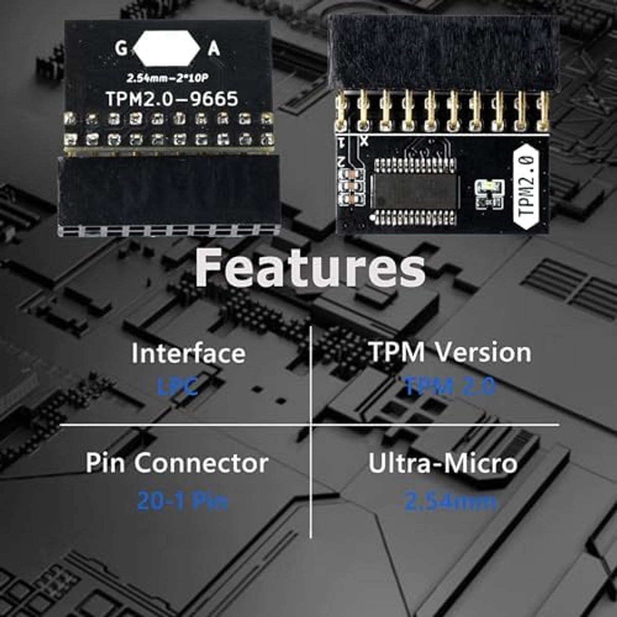 2.0 encryptoprocessor-beveiligingsmodule, 20-pins TPM-module voor 2x10P-standalone-cryptopprocessor veiligheidsmodule