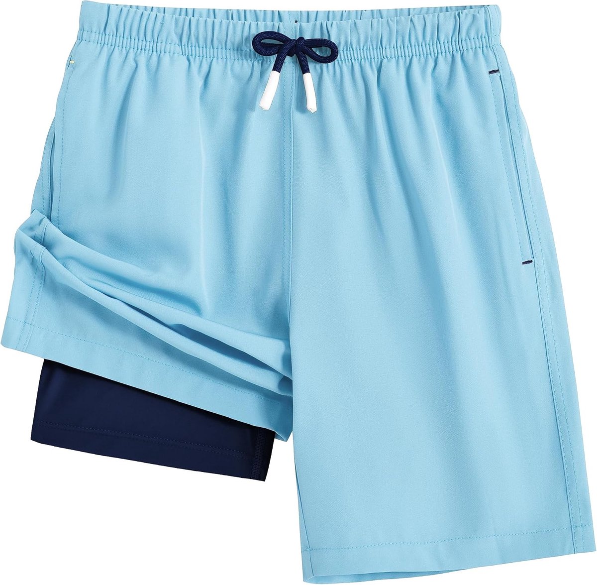 Boardshorts voor jongens, met compressievoering, sneldrogend, ademend, zwembroek voor kinderen, elastische taille, shorts met zakken, 4-16 jaar