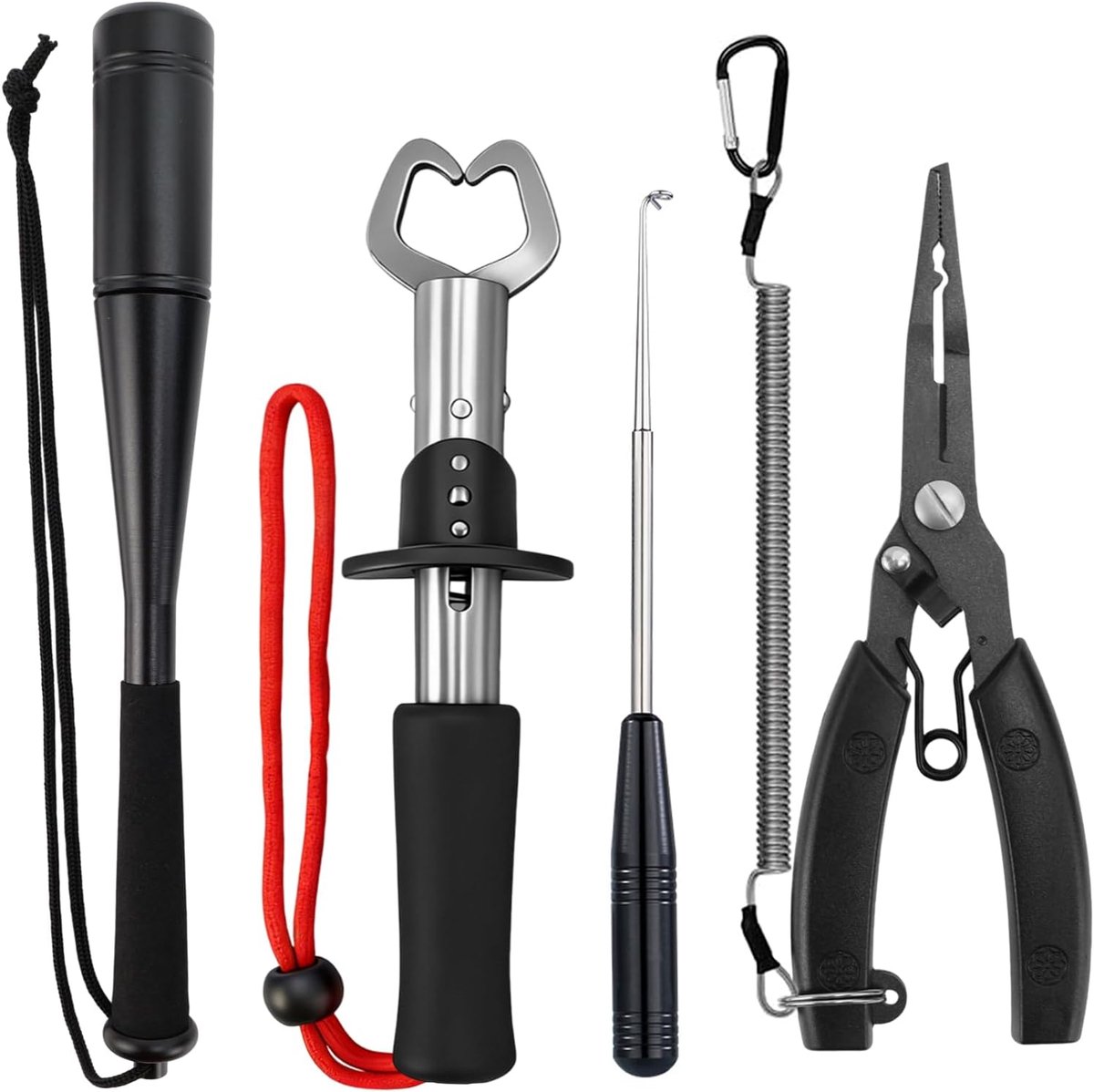 Vistang, haakverwijderaar, vislippentang, 4-delig visaccessoireset met lanyard, aluminium visverdover, hengeltang, knuppel, vishaakontkoppelaar