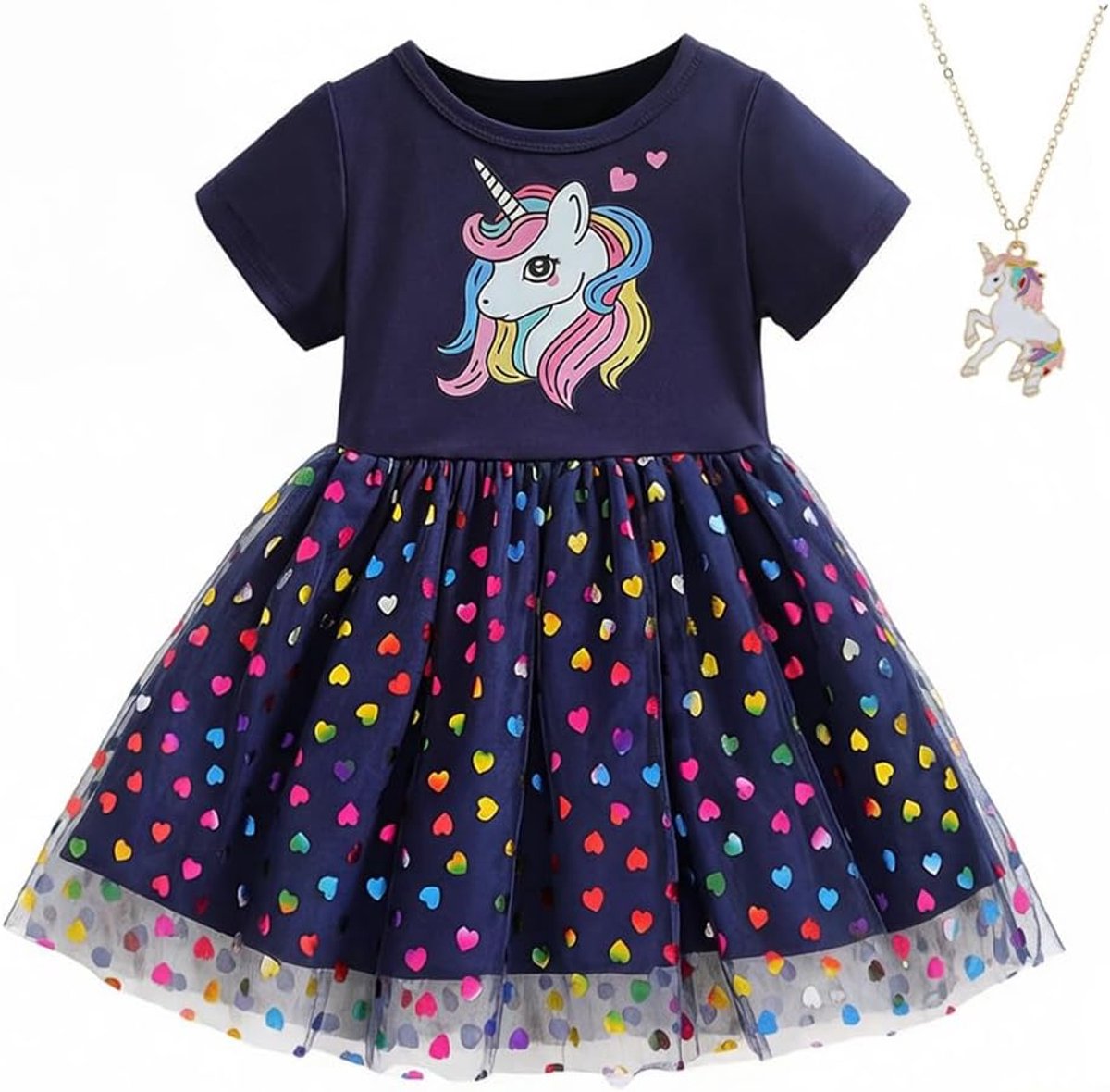Zomerjurk - Vluchtige Tulle Prinses Jurk met Ronde Hals