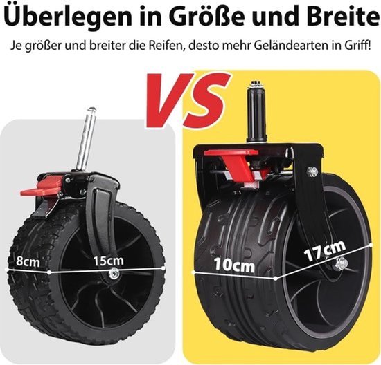 Opvouwbare bolderwagen - 300 l - 150 kg draagvermogen - 17 x 10 cm - Extra brede banden - Voor alle terreinen - Gepatenteerd uit richtingen - XXXL-Super 4013 - Zwarte bolderkar — afbeelding 3